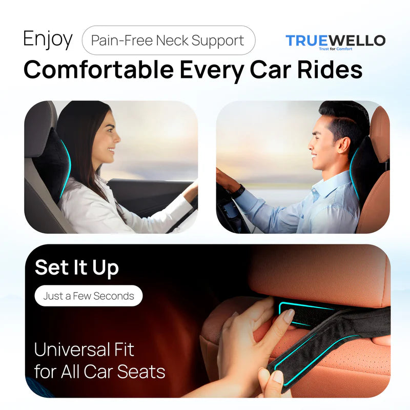 Truewello Orthopaedic Car Neck Pillow – Universal Fit for All Cars
