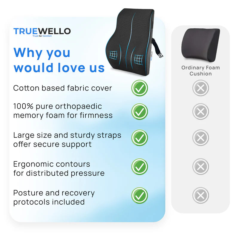 Truewello Orthopaedic Back Rest Cushion – Ultimate Lumbar Support