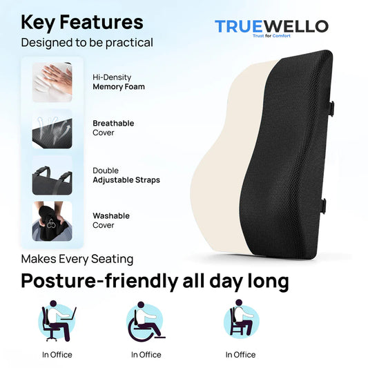 Truewello Orthopaedic Back Rest Cushion – Ultimate Lumbar Support