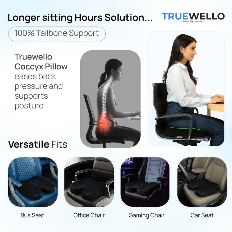 Truewello Orthopaedic Coccyx Seat Cushion – Premium Tailbone Support