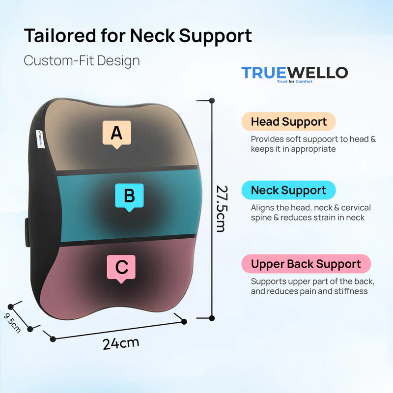 Truewello Orthopaedic Car Neck Pillow – Universal Fit for All Cars