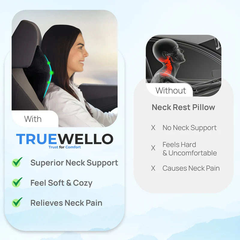 Truewello Orthopaedic Car Neck Pillow – Universal Fit for All Cars
