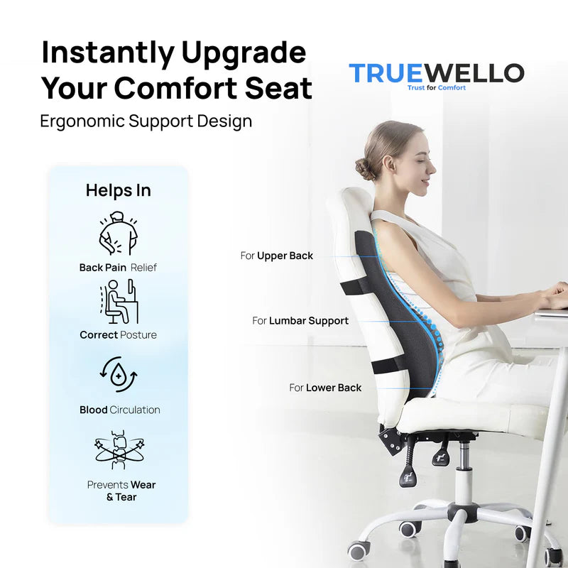 Truewello Orthopaedic Back Rest Cushion – Ultimate Lumbar Support
